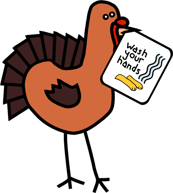 Funny Thanksgiving Turkey Says Wash Your Hands Kids T-Shirt by ellenhenryart