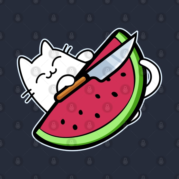 Cute cat with Knife and watermelon by GlanceCat