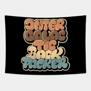 Intergalactic Backpacker. Bubble Style Typography. Tapestry