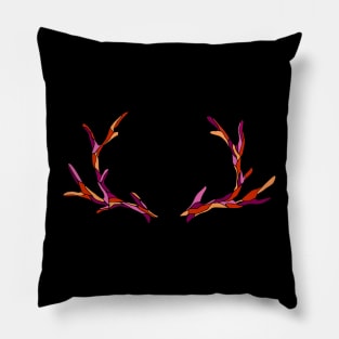 Reindeer Antlers in Lesbian Flag Colors Pillow