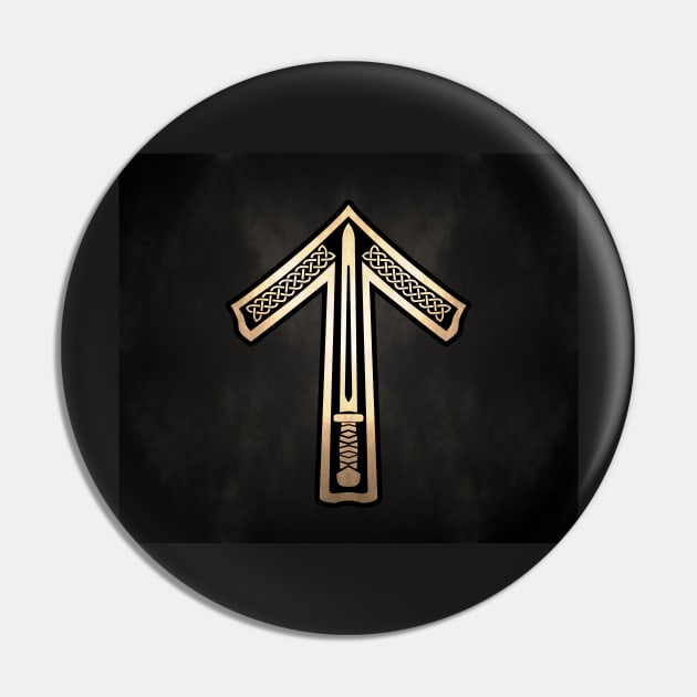 Tyr / Tiwaz Rune from the Futhark - Smokey and Torch Lit Pin by SolarCross