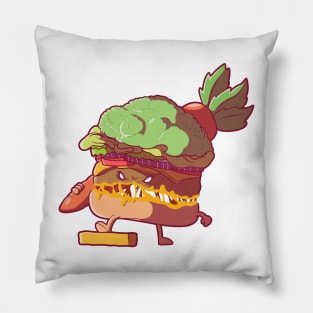 Burger Monster Funny Pillow