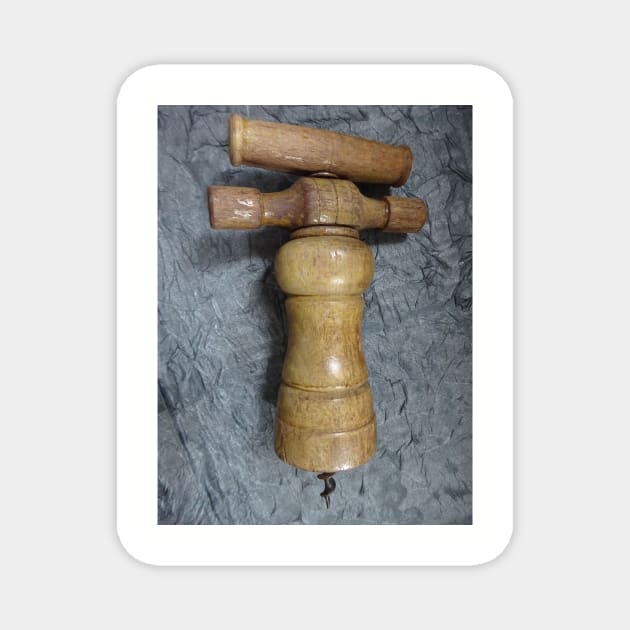 Old wooden corkscrew Magnet by walter festuccia