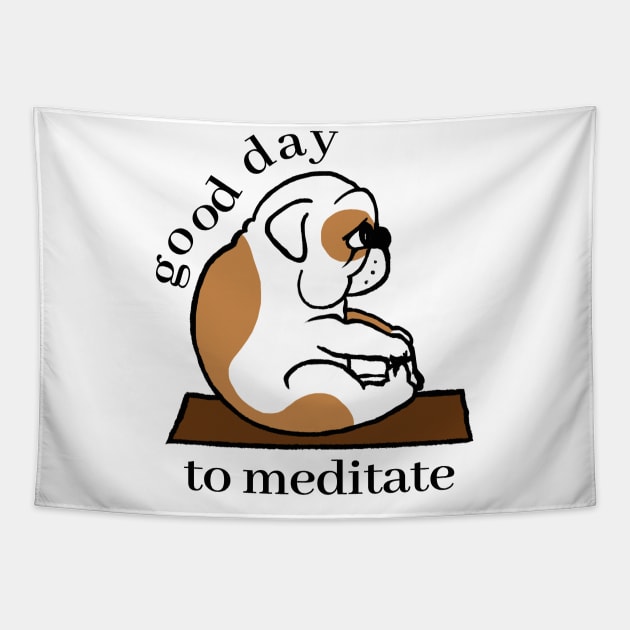 Cute Bulldog Yoga Tapestry by MasutaroOracle