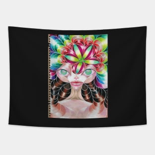 Spring Carnival Girl Alien Op-Art Tapestry