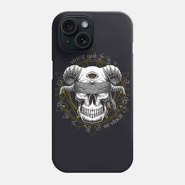 Gothic occult Magic Spell Skull Phone Case by Foxxy Merch