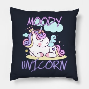 Moody unicorn - Cute little unicorn resting that you and your kids would love! - Available in stickers, clothing, etc Pillow