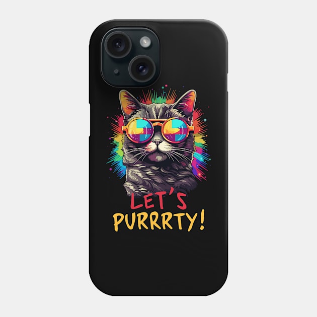 Party Cat in Sunglasses Men Women 90s Retro Pun Funny Cat Phone Case by KsuAnn