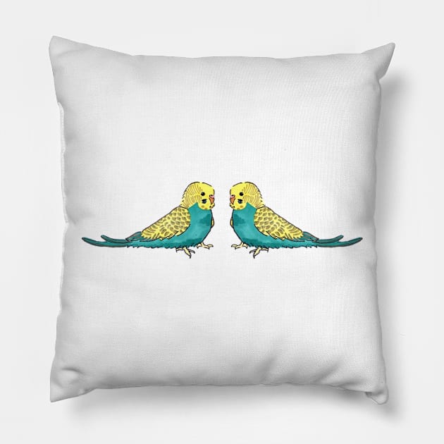 Budgie - Graywing in green line Pillow by CMCdoodles