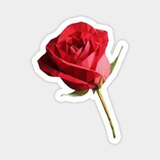 Romantic red rose low poly Magnet