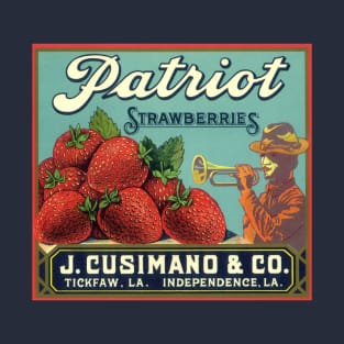 Vintage Patriot Strawberries Fruit Crate Label T-Shirt