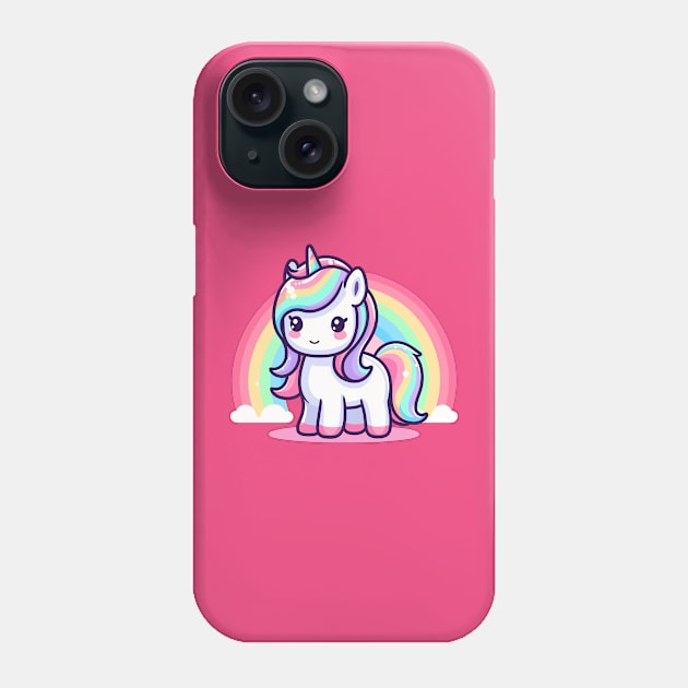 cute unicorn with rainbow cartoon Phone Case by fikriamrullah
