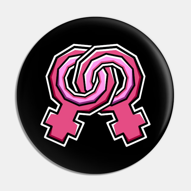 Gay Pride Gender Symbol - Pink Homosexual Female - Lesbian LGBT Sexuality - Gay Pin by Bleeding Red Pride