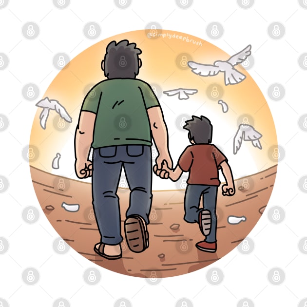 Father Dad and Son Holding Hand Cartoon by Simply Deep Brush