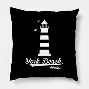 Nautical York Beach Maine Lighthouse Pillow