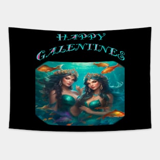 Galentines mermaids smiling Tapestry