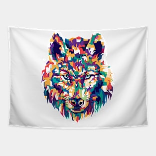 Colorful Wolf Fantasy Artsy Style Tapestry