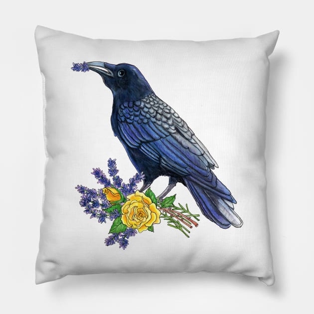 Raven and Roses Pillow by Julie Townsend Studio