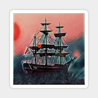 Pirate Ship Graphic Art Design | Digital Art | Painting Magnet