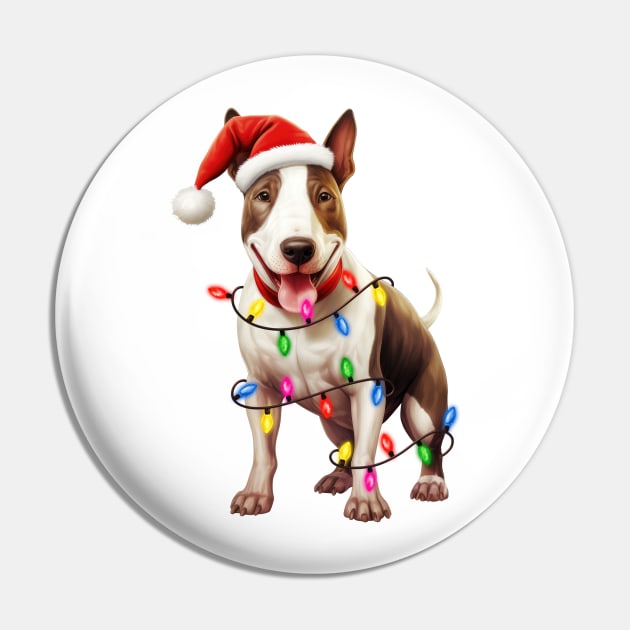 Christmas Bull Terrier Pin by Chromatic Fusion Studio