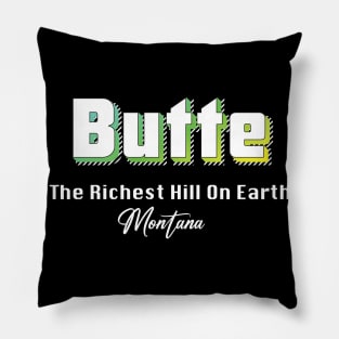 Butte Montana Yellow Text Pillow