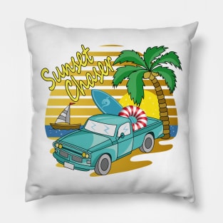 Sunset Chaser - Vehicle - Beach Day Pillow