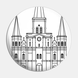 New Orleans St. Louis Cathedral Minimalist Black Outline Pin