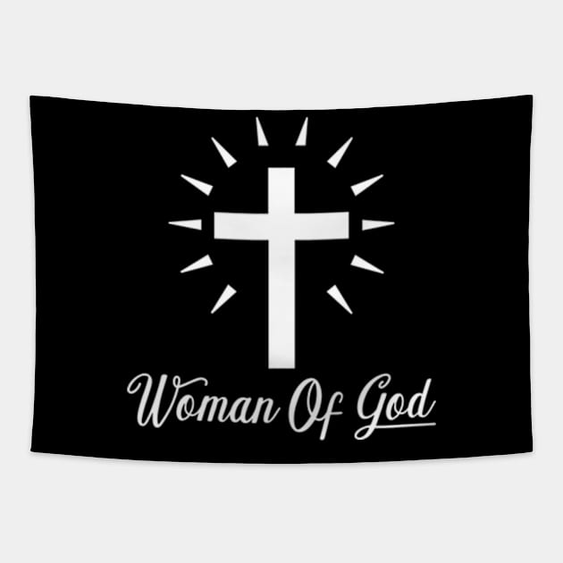 Woman Of God - Roman Catholic Cross - White - Christian Series 13W Tapestry by FOGSJ