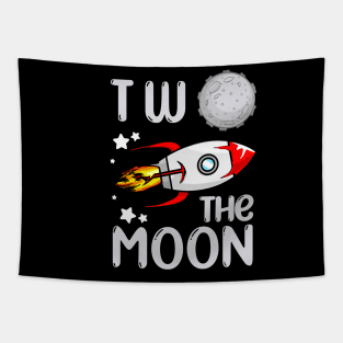 second birthday two the moon funny space rocket art Tapestry