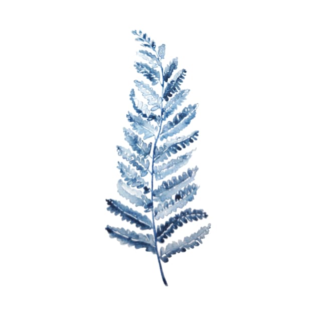 1 indigo  fern watercolor by colorandcolor