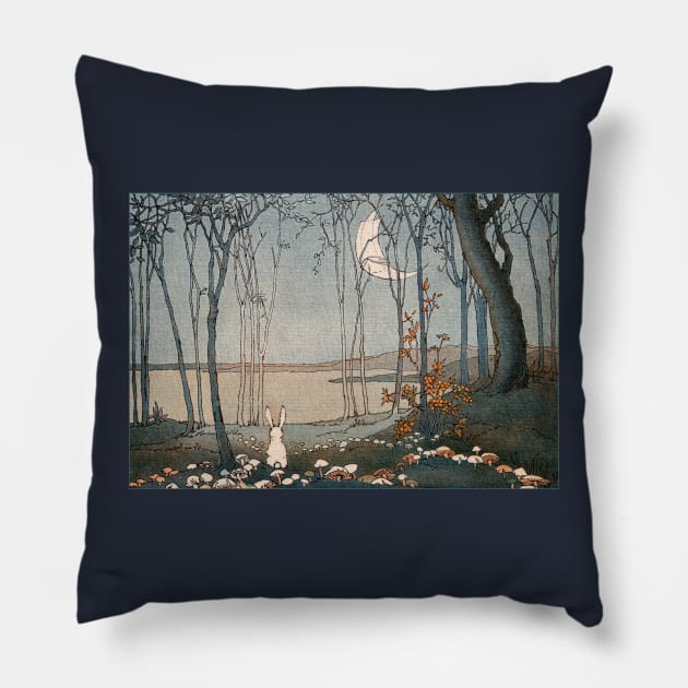 Bunny and the New Moon - Shirley Kite Pillow by forgottenbeauty