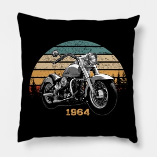 1964 Harley-Davidson Vintage Motorcycle Design Pillow