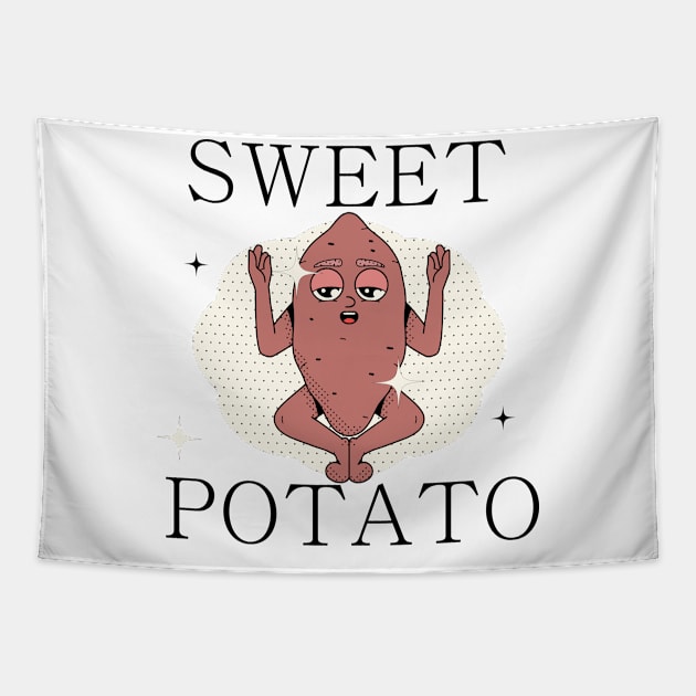 Hand Drawn Sweet Potato Fun Tapestry by Mako Design 