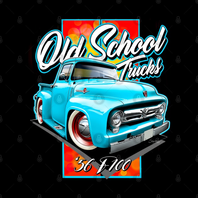 Cartooned 1956 Ford F100 Truck by stefansautoart