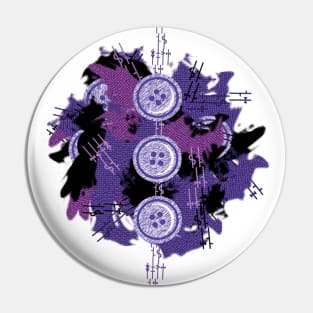 Abstract Button Textile Stitches Design Pin