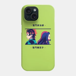 tanjiro kamado and nezuko kamado In Wpap Pop Art Phone Case