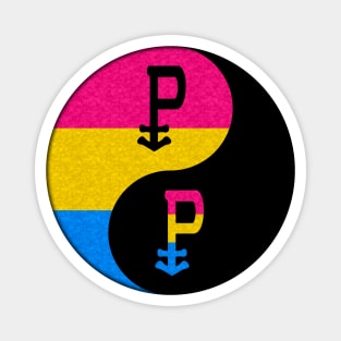 Pansexual Pride Yin and Yang Symbol in Pride Flag Colors Magnet