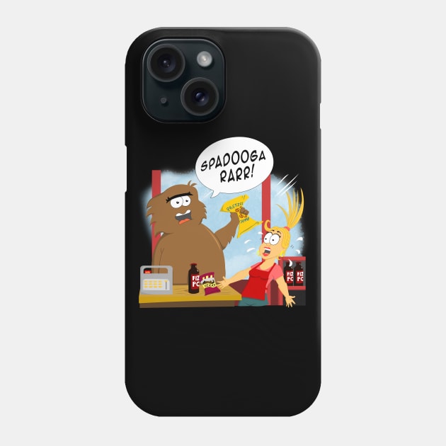 Bigfoot buys some Roadtrip Snacks Phone Case by scoffin