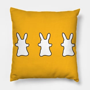 Three Bunny Rabbits black and white characters Pillow