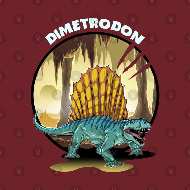 Dimetrodon Prehistoric Design With Background by Terra Fossil Merch