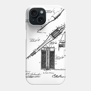 Electric Perforating Pen Vintage Patent Hand Drawing Phone Case