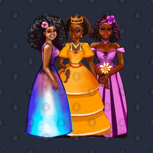 The best Gifts for black girls 2022 Three afro princesses  ! beautiful  black girls with Afro hair, brown eyes and dark brown skin. black princess by Artonmytee