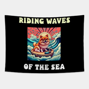 riding waves of the sea Tapestry