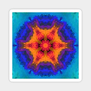 Psychedelic Mandala Flower Orange Purple and Blue Magnet
