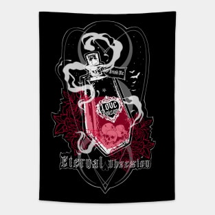 Love Poison - Be My Valentine, Love, Dark Romance, Bloody Valentine, Roses, Skulls, Eternal Obsession, sticker Tapestry