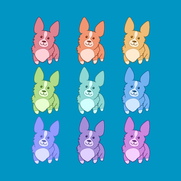 Nine Colorful Corgis by KelseyLovelle