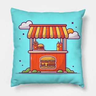 Burger Stand Cartoon Pillow