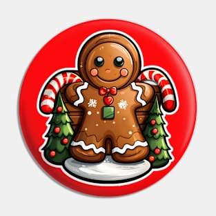 Gingerbread man with candy canes Pin