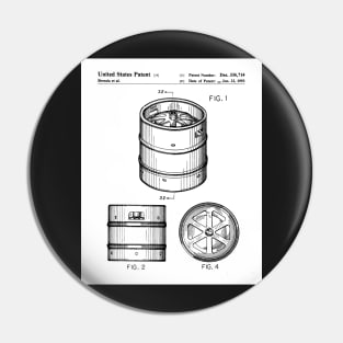 Beer Keg Patent - Beer Lover Craft Ale Art - White Pin