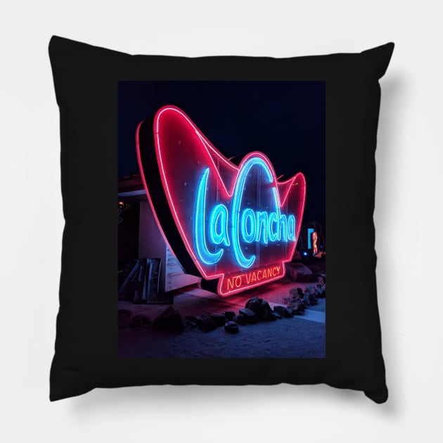 La Concha Neon Sign Pillow by fionatgray